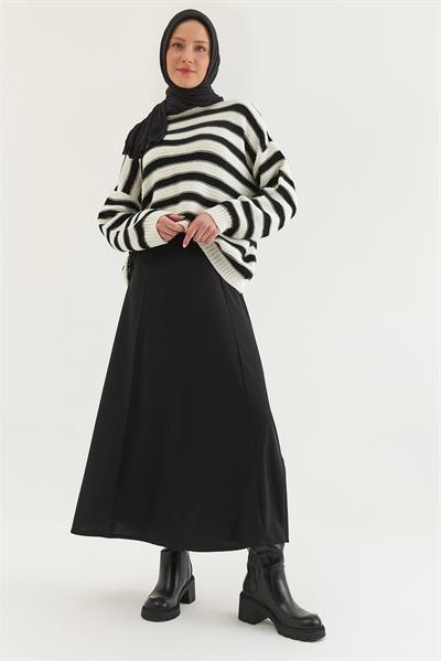 Beli Lastikli Kadın Etek Siyah