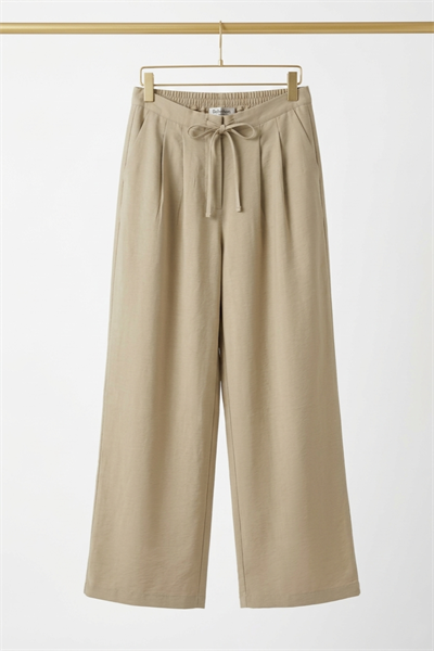 Kadın Arkası Lastikli Önü Bağcıklı Pantolon Rahat Kesim Vizon