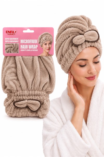Mikrofiber Saç Kurutma Bonesi Vizon