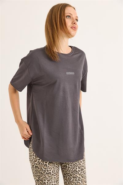 Bisiklet Yaka  Oysho Basic Tshirt Füme