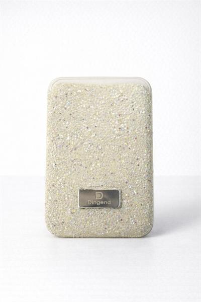 İphone 12 Uyumlu Parlak ve Taşlı Kart Bölümlü Kılıf Beyaz