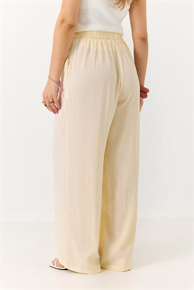 Kadın Rahat Kesim Yüksek Bel Pantolon Sarı