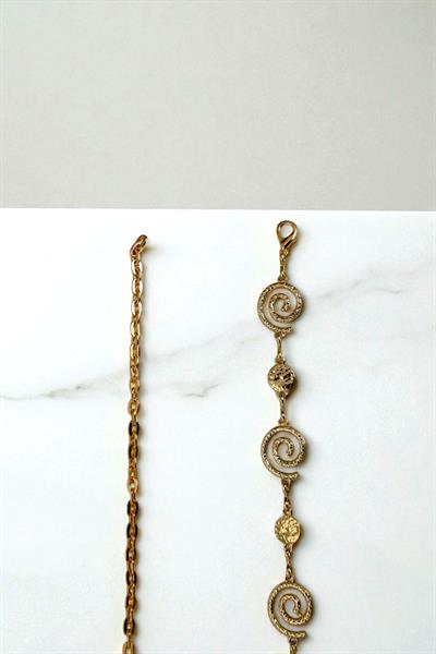Spiral Model Detaylı Zincir Kemer Gold 105 CM