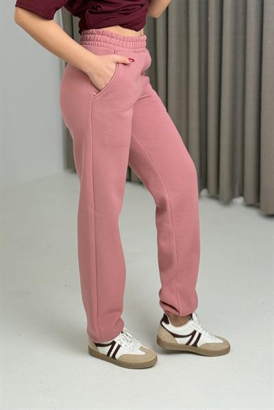 Üç İplik Şardonlu Kadın Eşofman Altı Pembe