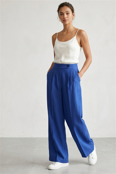 Kadın Yüksek Bel Rahat Kesim Palazzo Pantolon Lacivert