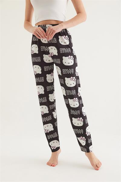  Beli Lastikli Kadın Pijama Altı Siyah