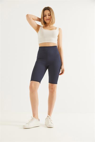 Fitilli Toparlayıcı Kısa Tayt Lacivert