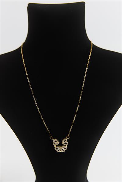 Açılan Yonca Altın Kaplama Zincir Kolye