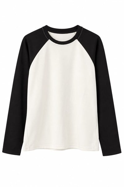 Kadın Bisiklet Yaka Reglan Sweatshirt Siyah