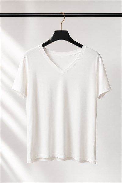 Kadın V Yaka Oversize Tshirt Beyaz