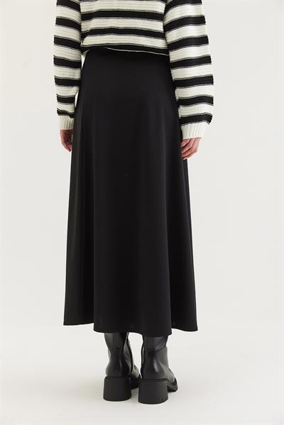 Beli Lastikli Kadın Etek Siyah