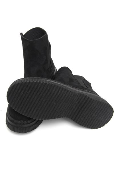 Bilek Lastikli Süet Kadın Bot Siyah