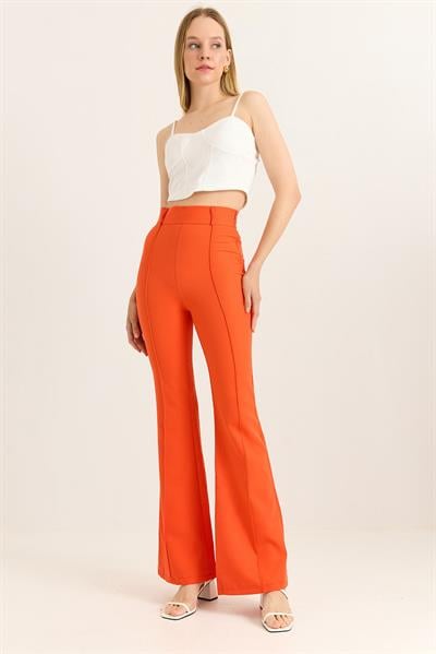 Yüksel Bel Çımalı  İspanyol Paça Pantolon  Nar