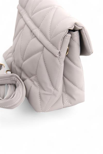 Kapitone Model Çift Gözlü El Ve Omuz Çantası Gri