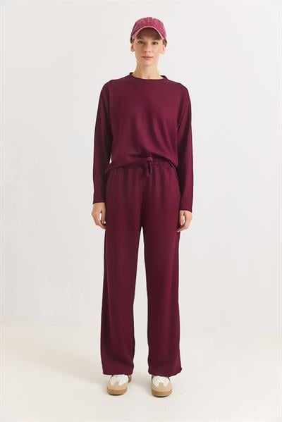Kadın Modal Alt Üst Basic Eşofman Takımı Bordo