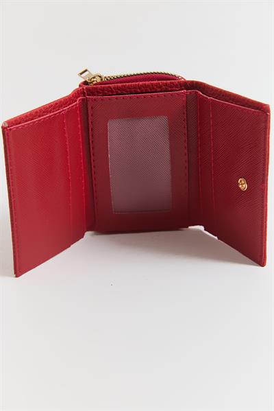 Fermuarlı Cepli Kapaklı Mini Cüzdan Nar Çiçeği