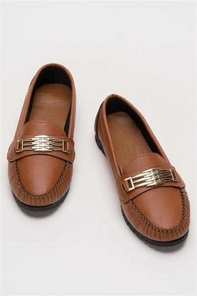 Hafif Taban Aksesuarlı Günlük Babet Taba