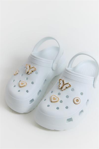 Aksesuarlı Yüksek Taban Kadın Terlik Beyaz