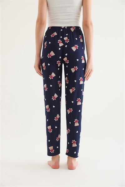  Beli Lastikli Kadın Pijama Altı Lacivert