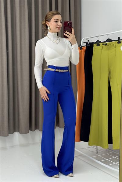 Yüksel Bel Çımalı  İspanyol Paça Pantolon Lacivert