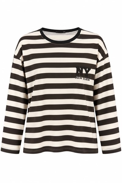 Kadın Baskılı Bisiklet Yaka Oversize Sweatshirt Kahverengi
