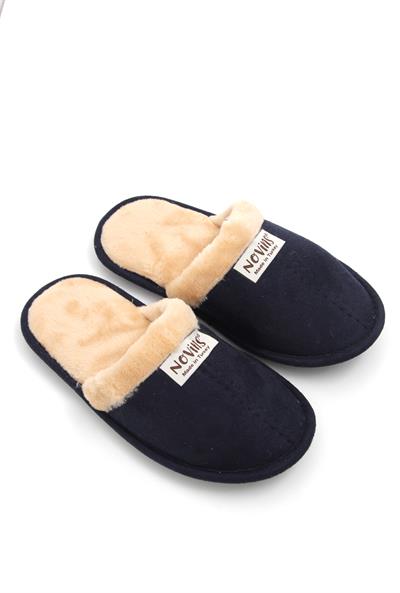 İçi Yünlü Önü Kapalı Ev Terliği Lacivert