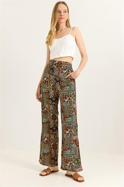 Bol Paça Beli Kalın Kemerli Pantolon Karışık