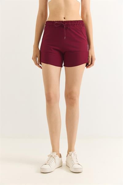 Oysho Baskılı Beli Lastikli Şort Bordo