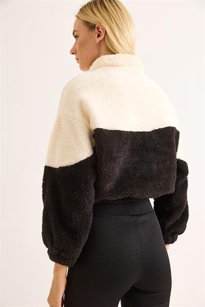 Yumuşak Beli ve Kolu Lastikli Fermuarlı Polar Swet Siyah