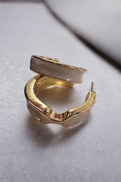 Beyaz Altın Kaplamalı Halka Küpe Gold