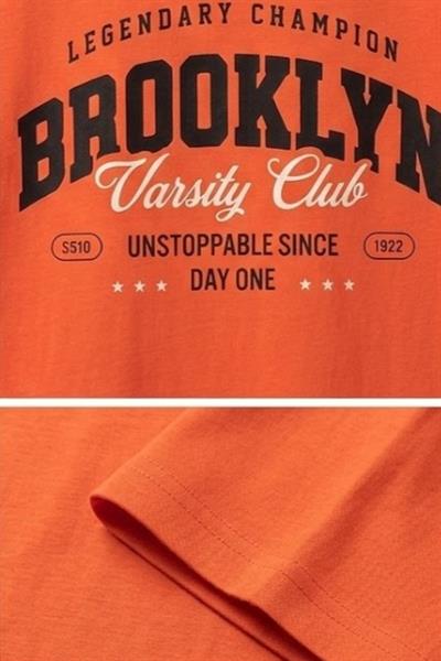 Kadın Bisiklet Yaka Kısa Kollu Tshirt Turuncu