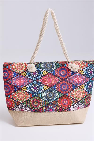 Fermuarlı Kadın Plaj Çantası Karışık