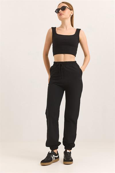 	Alo Baskılı Cepli Beli Lastikli İki İp Siyah