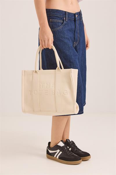 The Tote Bag Büyük Boy Krem El Çantası