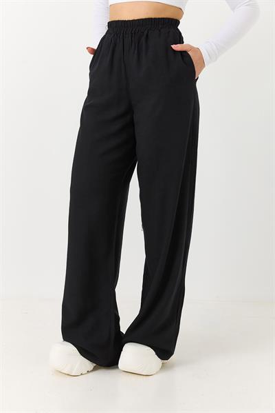 Kadın Rahat Kesim Yüksek Bel Pantolon Siyah