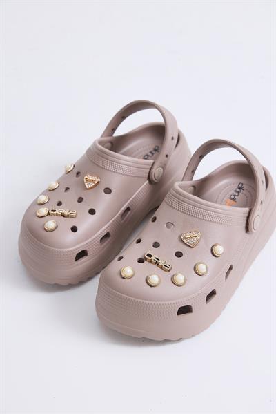 Yüksek Taban Crocs Terlik Vizon