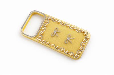 İphone 17 Pro Max Uyumlu Taş Detaylı Telefon Kılıfı Sarı