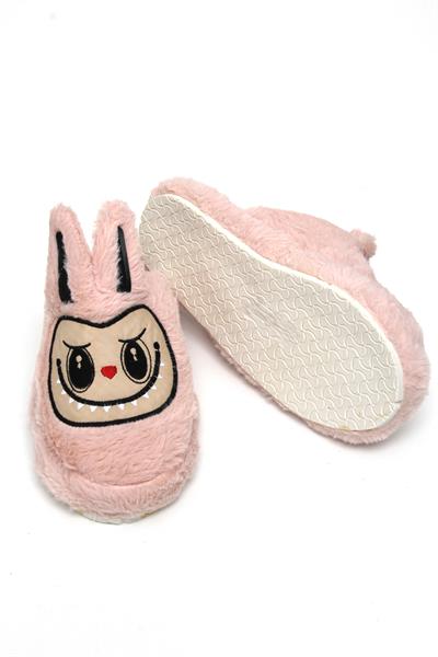 Figürlü Peluş Ev Terliği Açık Pembe