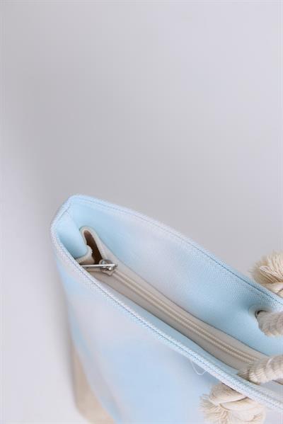 Fermuarlı Kadın Plaj Çantası Açık Mavi