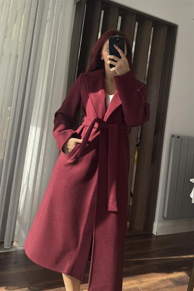 Kadın Yumuşak Kuşaklı Kaşe Bordo