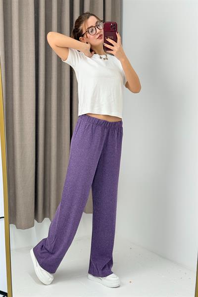 Kadın Triko Mor Salaş Pantolon  