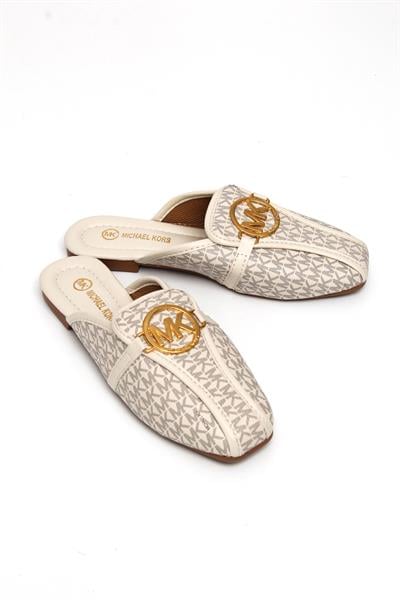MK Aksesuarlı Şık Kadın Terlik Bej