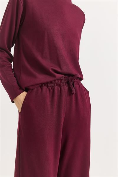 Kadın Modal Alt Üst Basic Eşofman Takımı Bordo