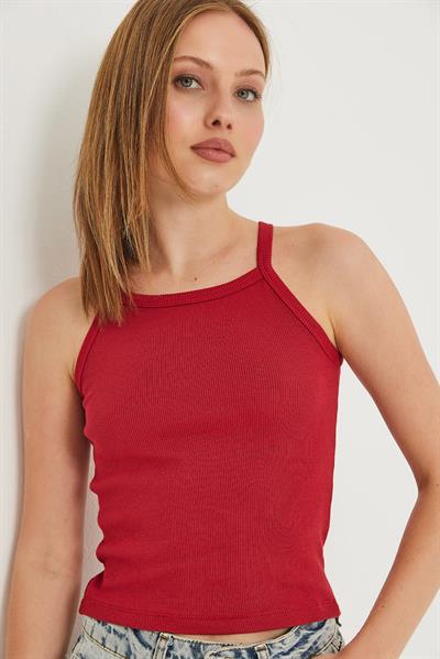 Askılı Kaşkorse Bluz Kırmızı