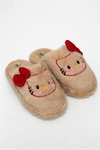 Hello Kitty Figürlü Kadın Ev Terliği Vizon