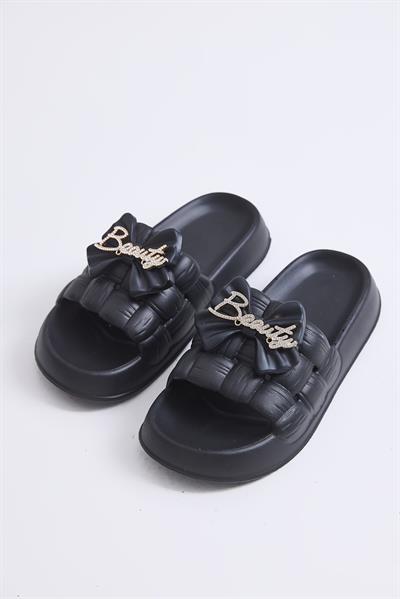 Kalın Tabanlı Bahçe Plaj  Havuz Terliği Siyah