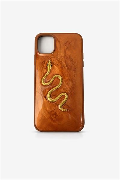 İphone 11 Yılan 3D Figür Kabartmalı Kılıf Taba