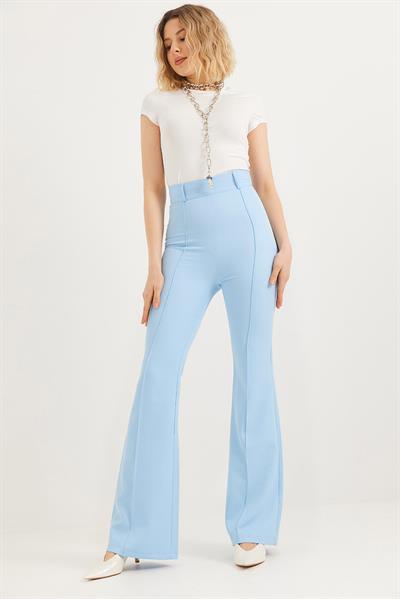 Yüksel Bel Çımalı  İspanyol Paça Pantolon Mavi