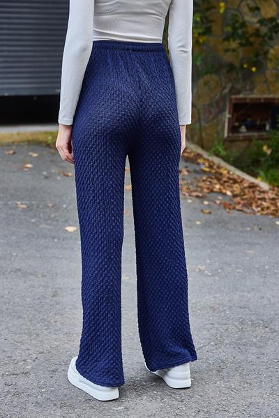 Kadın Bürümcük Salaş Dökümlü Pantalon Lacivert