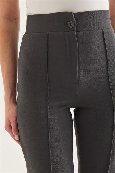 Yüksel Bel Krep Pantolon Füme